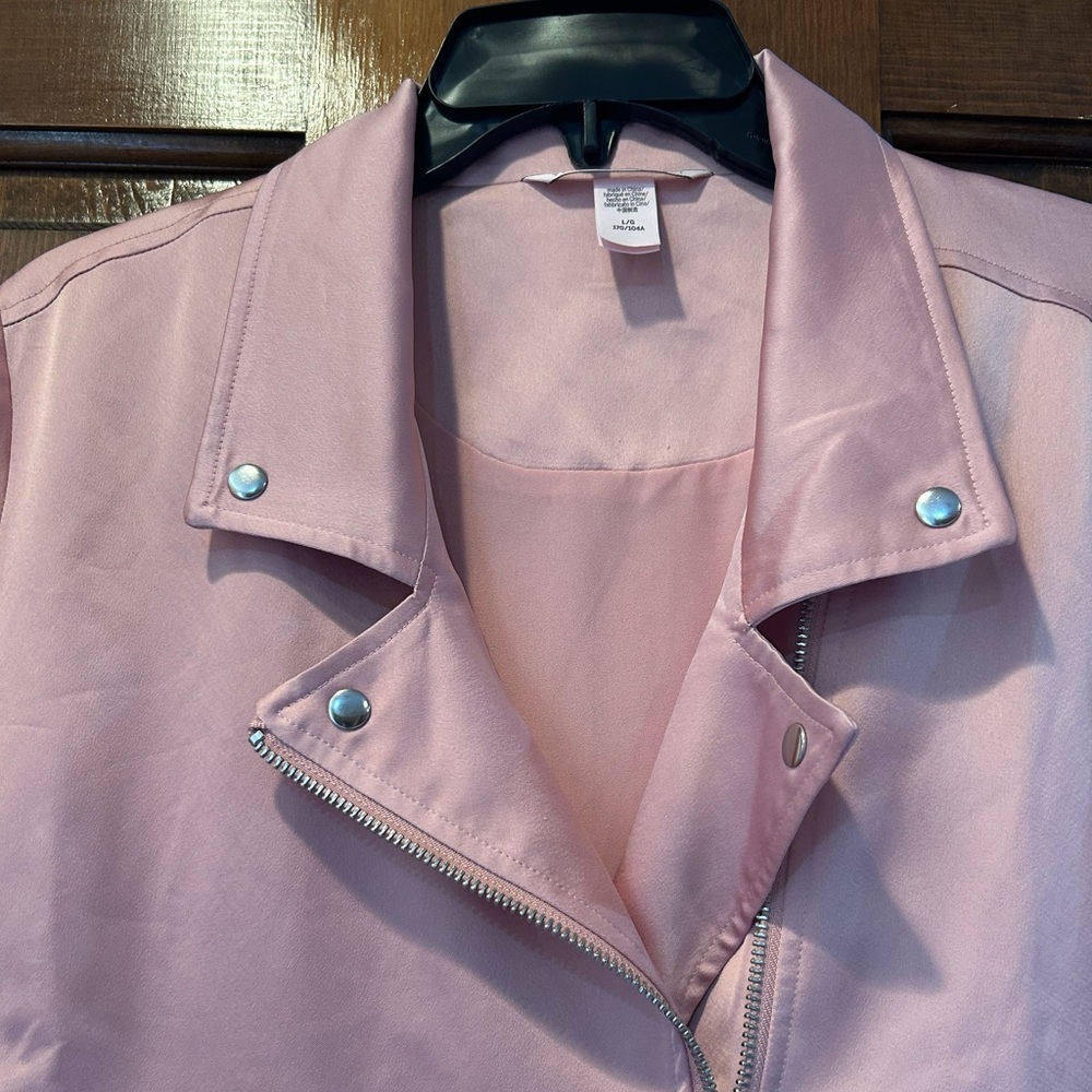 Victoria’s Secret Satin Moto Jacket Pink Size Large Cropped - Picture 6 of 11